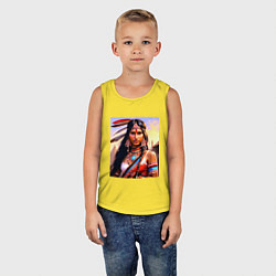 Майка детская хлопок Индейская девушка с племени, цвет: желтый — фото 2