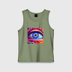 Майка детская хлопок Глаз в стиле арт, цвет: авокадо
