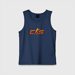 Майка детская хлопок CS 2 orange logo, цвет: тёмно-синий