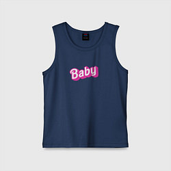 Майка детская хлопок Baby: pink barbie style, цвет: тёмно-синий