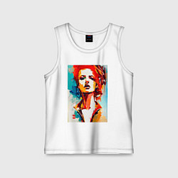 Майка детская хлопок МоМо - женщина с рыжими волосами, цвет: белый