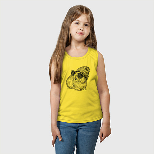 Детская майка Морская свинка в очках и шапке / Желтый – фото 3