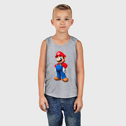 Майка детская хлопок Марио стоит, цвет: меланж — фото 2