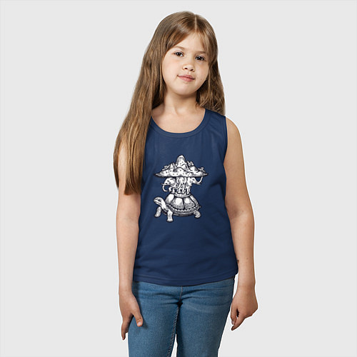 Детская майка Слоны на черепахе / Тёмно-синий – фото 3