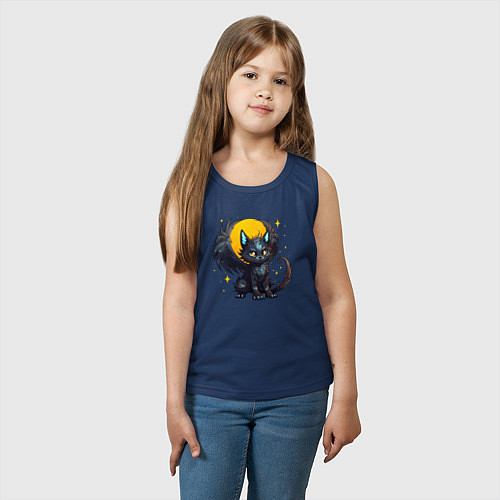 Детская майка Cat dragon / Тёмно-синий – фото 3