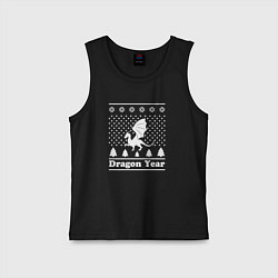 Майка детская хлопок Sweater dragon year, цвет: черный