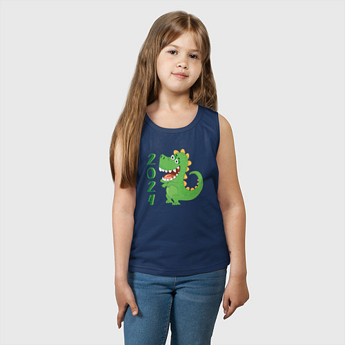 Детская майка Дракон зеленый 2024 / Тёмно-синий – фото 3