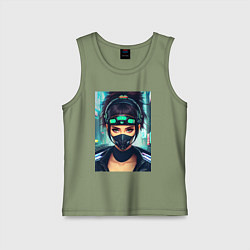 Майка детская хлопок Cool girl - cyberpunk - neural network, цвет: авокадо