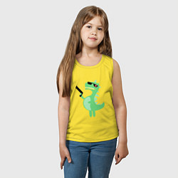 Майка детская хлопок Детский динозаврик киборг в очках, цвет: желтый — фото 2