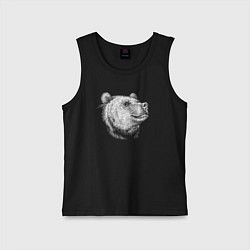 Майка детская хлопок Голова весёлого медведя, цвет: черный