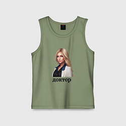 Майка детская хлопок Леди-доктор, цвет: авокадо