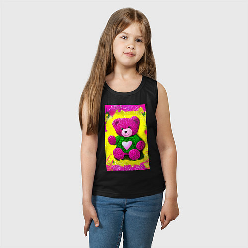 Детская майка Розовый мишка плюшевый / Черный – фото 3