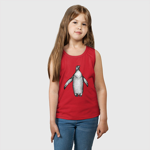 Детская майка Пингвин штрихами / Красный – фото 3