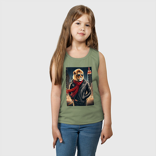 Детская майка Leo the fashionista in New York city at night / Авокадо – фото 3