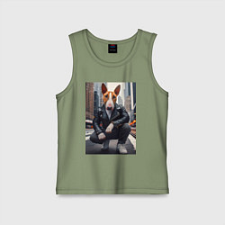 Майка детская хлопок Булли на улице Нью-Йорка - нейросеть, цвет: авокадо