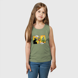 Майка детская хлопок Кот против елки, цвет: авокадо — фото 2