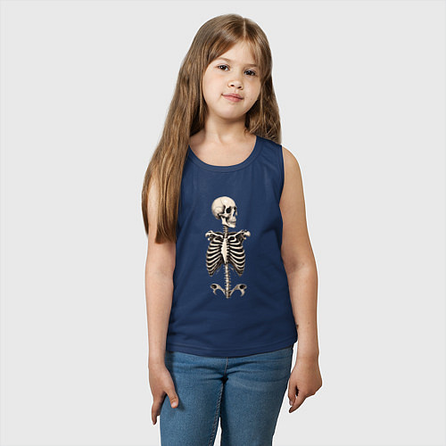 Детская майка Улыбающийся скелет / Тёмно-синий – фото 3