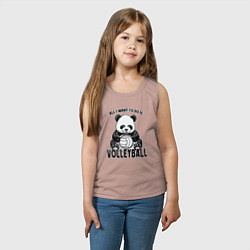 Майка детская хлопок Panda volleyball, цвет: пыльно-розовый — фото 2