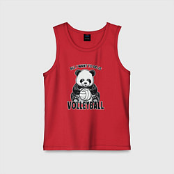 Майка детская хлопок Panda volleyball, цвет: красный