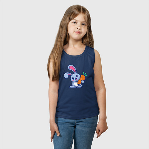 Детская майка Весёлый зайчик с морковкой / Тёмно-синий – фото 3