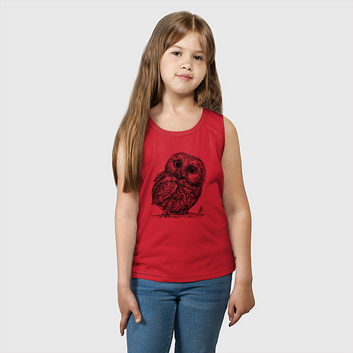 Детская майка Совёнок гравюра / Красный – фото 3