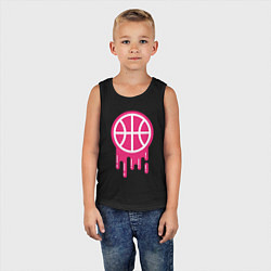 Майка детская хлопок Pink basketball, цвет: черный — фото 2