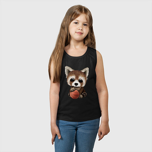 Детская майка Красная панда баскетболист / Черный – фото 3