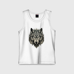 Майка детская хлопок Племенной волк, цвет: белый