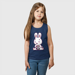 Майка детская хлопок Кролик с кружкой, цвет: тёмно-синий — фото 2