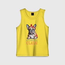 Майка детская хлопок Французский новогодний бульдог, цвет: желтый