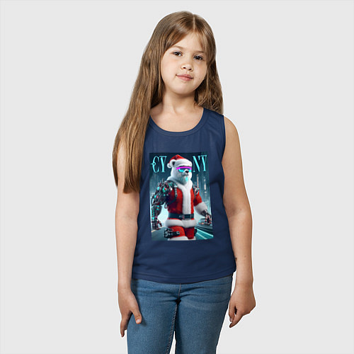 Детская майка Cyber new year - cyberpunk ai art / Тёмно-синий – фото 3