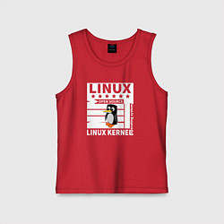 Майка детская хлопок Пингвин программист системы линукс, цвет: красный