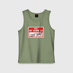 Майка детская хлопок Hi my name is, цвет: авокадо