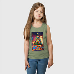 Майка детская хлопок Красочное рождество, цвет: авокадо — фото 2