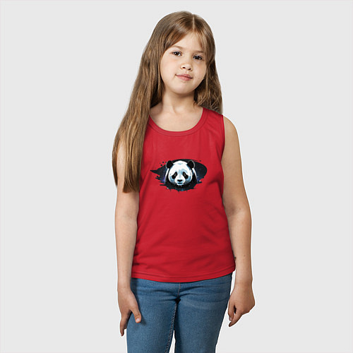 Детская майка Грустная панда портрет / Красный – фото 3