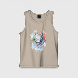 Майка детская хлопок Дракон нарисованный акварелью, цвет: миндальный