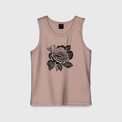 Майка детская хлопок Чёрно белая роза, цвет: пыльно-розовый