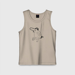 Майка детская хлопок Мем собака человек бензопила, цвет: миндальный