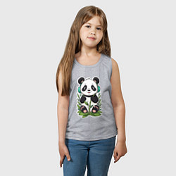 Майка детская хлопок Медвежонок панды в наушниках, цвет: меланж — фото 2