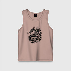 Майка детская хлопок Японский дракон - ирезуми, цвет: пыльно-розовый