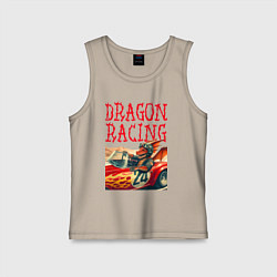 Майка детская хлопок Dragon cool racer - ai art, цвет: миндальный