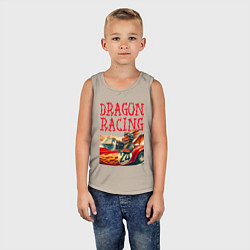 Майка детская хлопок Dragon cool racer - ai art, цвет: миндальный — фото 2