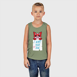 Майка детская хлопок Я хочу твою душу, цвет: авокадо — фото 2