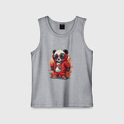 Майка детская хлопок Крутая панда в очках, цвет: меланж