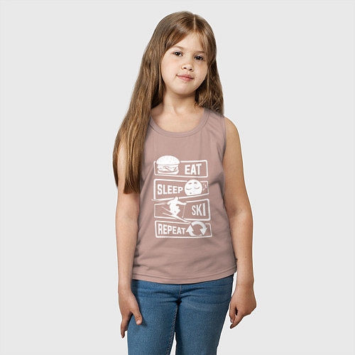 Детская майка Еда сон лыжи / Пыльно-розовый – фото 3