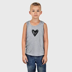 Майка детская хлопок Рисованное чёрное сердце парное, цвет: меланж — фото 2