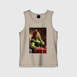 Майка детская хлопок Шрек: Фиона с подарками, цвет: миндальный