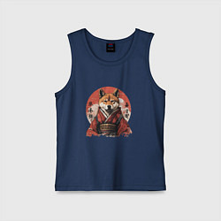 Майка детская хлопок Сиба ину, самурай, цвет: тёмно-синий