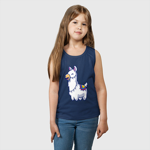 Детская майка Весёлая альпака / Тёмно-синий – фото 3