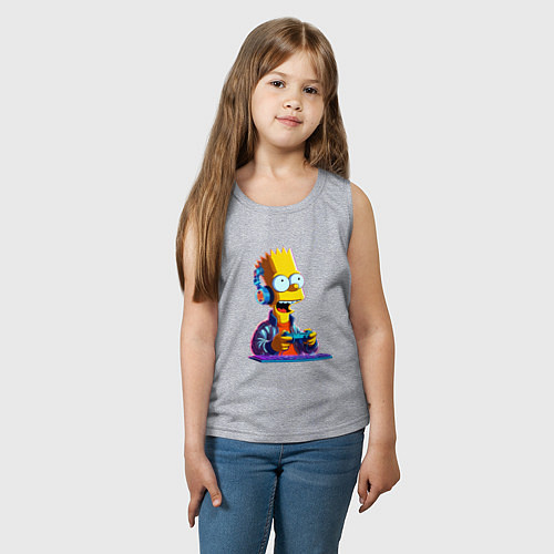 Детская майка Bart is an avid gamer / Меланж – фото 3